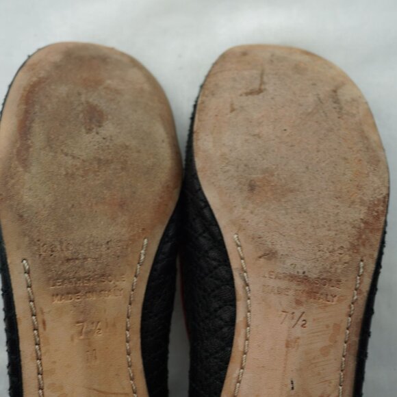 Kate Spade Quilted Leather Kitten Heel Ballet Pumps 7.5M Black Red Trim - Picture 14 of 16